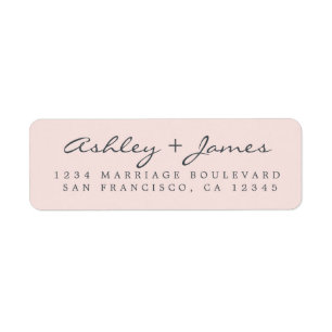 Etiqueta Elegante Script Pastel Boda rosa Dirección de reto