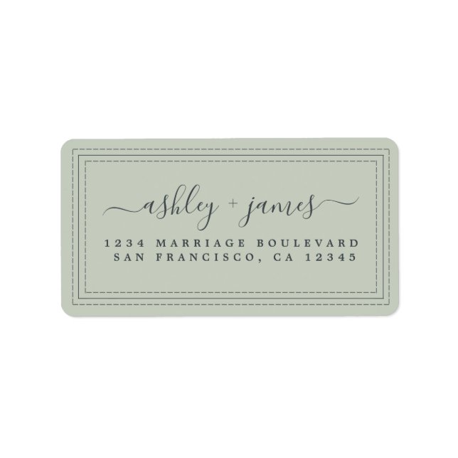 Etiqueta Elegante Script Pastel Green Boda Dirección de ret (Frente)