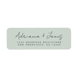 Etiqueta Elegante Script Pastel Green Boda Dirección de ret