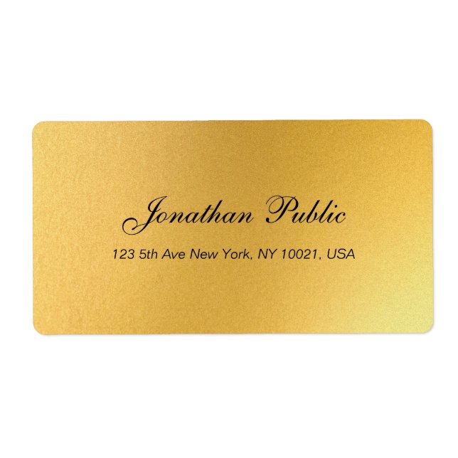 Etiqueta Elegante Script Profesional Gold Template Shipping (Frente)
