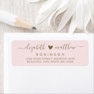 Etiqueta Elegante Script Rubor Gold Boda Return Address