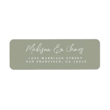 Elegante Script Sage Green Boda Return Address