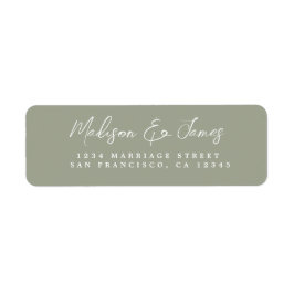 Etiqueta Elegante Script Sage Green Boda Return Address