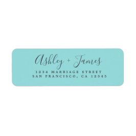 Etiqueta Elegante Script Turquoise Boda Return Address