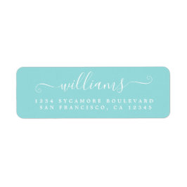 Etiqueta Elegante Script Turquoise Family Return Address