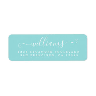 Etiqueta Elegante Script Turquoise Family Return Address