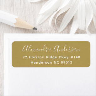 Etiqueta Elegante Script Typography Gold White Return Addre