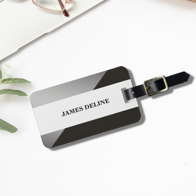 Etiqueta elegante simple de equipaje gris FAUX pla (Subido por el creador)