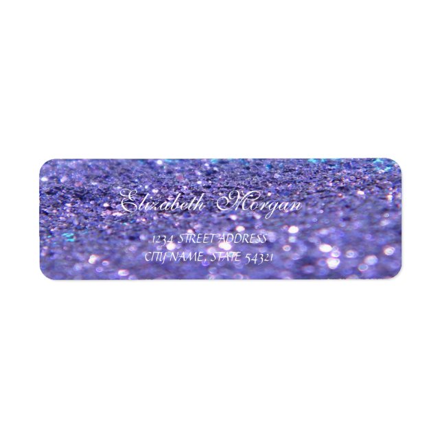 Etiqueta Elegante Sofisticada Dirección Glitter Bokeh (Frente)