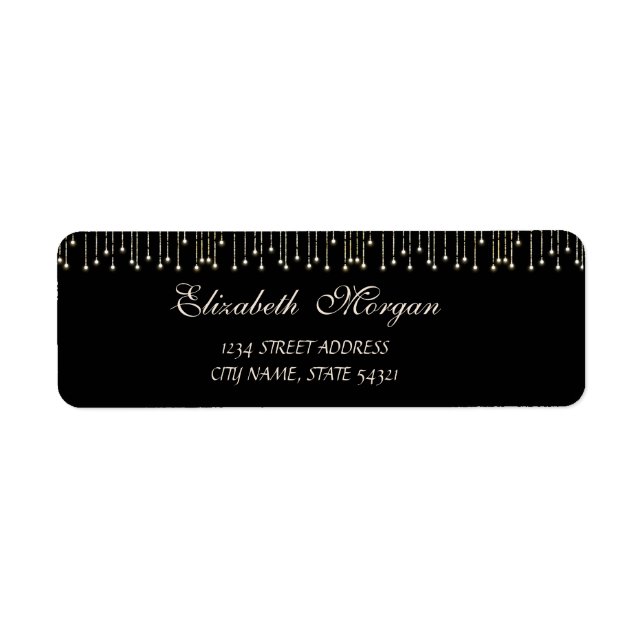 Etiqueta Elegante Sofisticado Dirección Negra (Frente)