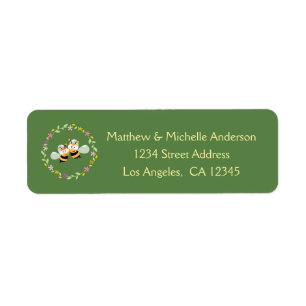 Etiqueta Elegante Sr. Sra. Meant A Bee Floral Wreath Direcc