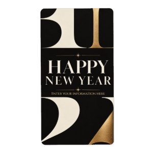 Etiqueta Elegante Tarjeta de Feliz Año Nuevo con estilo mod