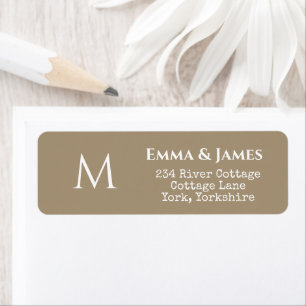 Etiqueta Elegante Taupe Monograma Dirección de Retorno del 