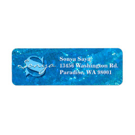 Etiqueta Elegante tela Verde azulada de tela