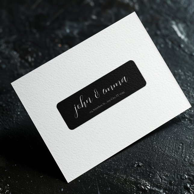 Etiqueta Elegante tema Boda blanco y negro (Create a custom sticker to stick on your envelope)