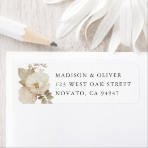 Etiqueta Elegante tierra floral blanca Boda dirección de re