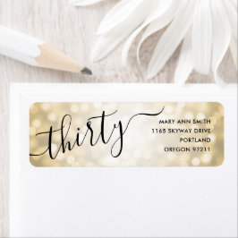 Etiqueta Elegante Treinta Purpurinas de Oro iluminan 30 año