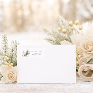 Etiqueta Elegante Trineo de Invierno Floral Dirección de Re