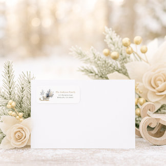Etiqueta Elegante Trineo de Invierno Floral Dirección de Re