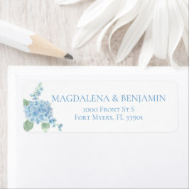 Etiqueta Elegante victoriano Jardín Azul Hydrangea Boda