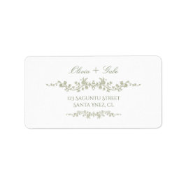 Etiqueta Elegante Vintage Verde Salvia Floral Francés Boda