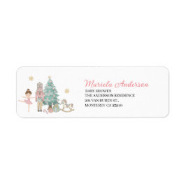 Etiqueta Elegante Watercolor Nutcracker Ballet Pink Christm