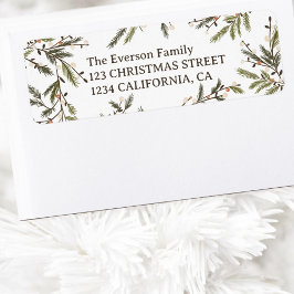 Etiqueta Elegante Watercolor Pine Brands Wreath Navidades