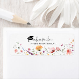 Etiqueta Elegante Wildflower Garden Graduación Regreso Addr