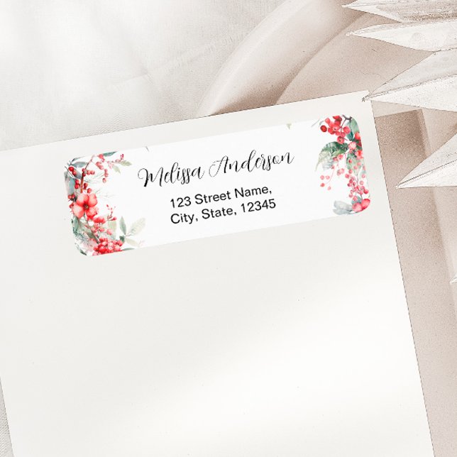 Etiqueta Elegante Winter Floral Bridal Shower Dirección de  (Subido por el creador)