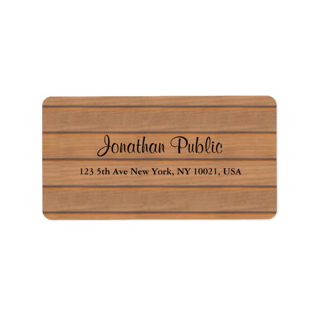 Etiqueta Elegante Wood Escritura a mano Nombre de guión Dir (Frente)