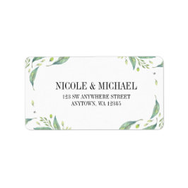 Etiqueta Elegante Wreath de hojas de color verde