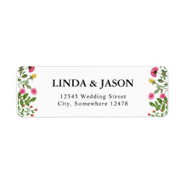 Etiqueta Elegante y colorida dirección de retorno del Boda 