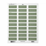Etiqueta Elegante y elegante dirección Sage Green Return<br><div class="desc">Etiquetas de direcciones de retorno clásicas. Serif blanco y sans serif fuentes sobre un fondo verde sabio. Se pega a la parte delantera izquierda o a la parte posterior de los sobres y paquetes pequeños.</div>