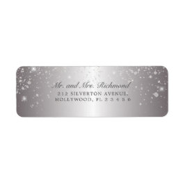 Etiqueta Elegante y Glam Metallic Silver Purpurina