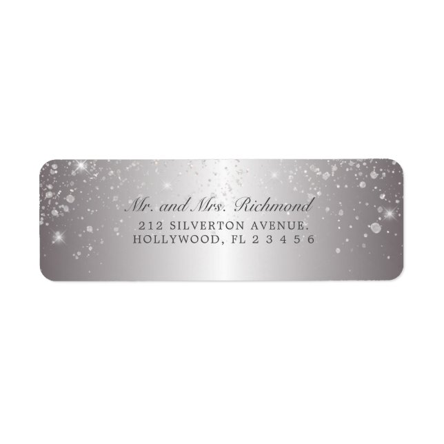 Etiqueta Elegante y Glam Metallic Silver Purpurina (Frente)
