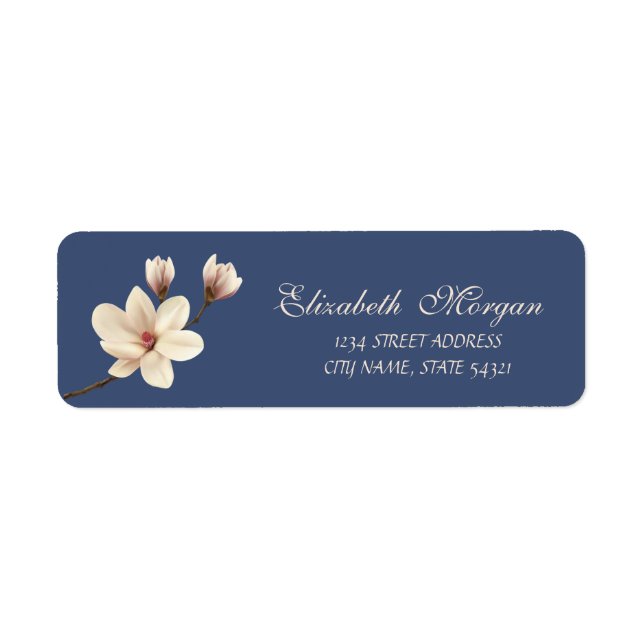 Etiqueta Elegante y sofisticada dirección de Magnolia (Frente)