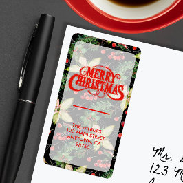 Etiqueta Elegantes Berries de Poinsettia en dirección de re