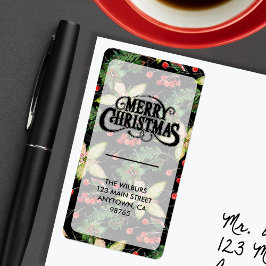 Etiqueta Elegantes Berries de Poinsettia en dirección de re