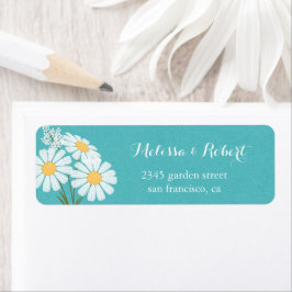 Etiqueta Elegantes Daisies Blancos Florales Boda Bouquet
