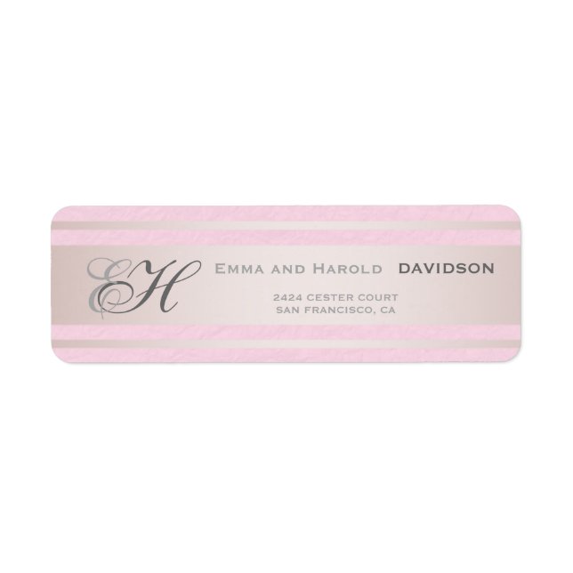 Etiqueta Elegantes franjas rosadas Personalizado rosado tex (Frente)