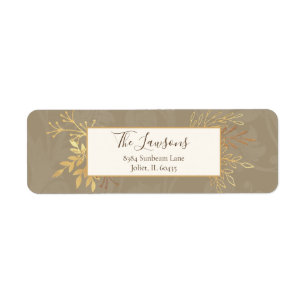 Etiqueta Elegantes hojas de oro artesanales