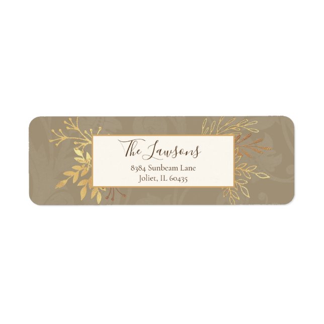 Etiqueta Elegantes hojas de oro artesanales (Frente)