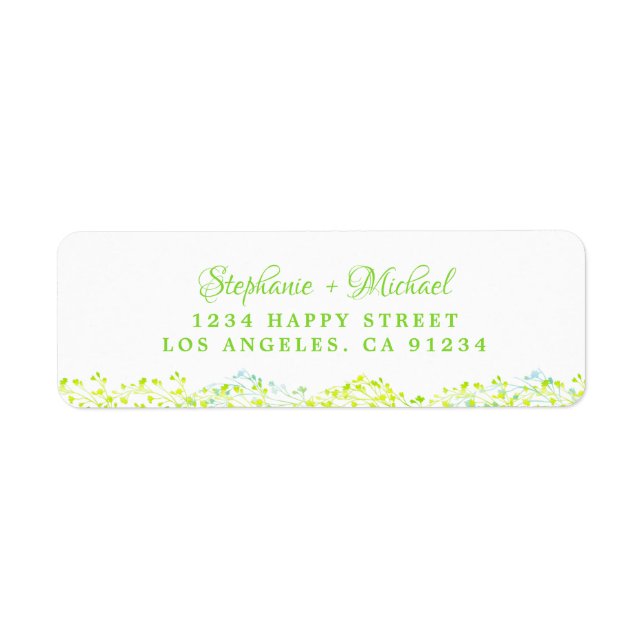 Etiqueta Elegantes hojas de vegetación verde botánica (Frente)