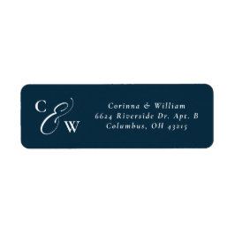 Etiqueta Elegantes iniciales azul marino boda clásico