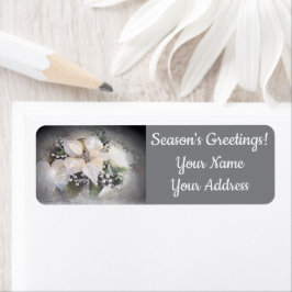 Etiqueta Elegantes Navidades blancos Poinsettia