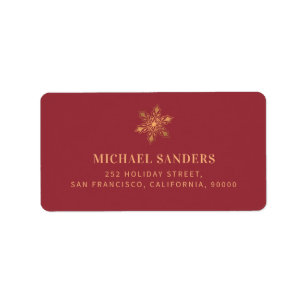 Etiqueta Elegantes Navidades de copos de nieve dorados dire