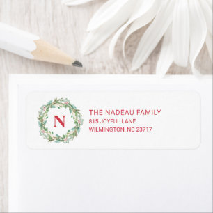 Etiqueta Elegantes Navidades de guirnaldas monograma Direcc