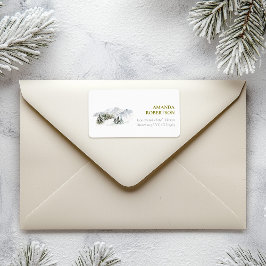 Etiqueta Elegantes Navidades de la montaña de invierno