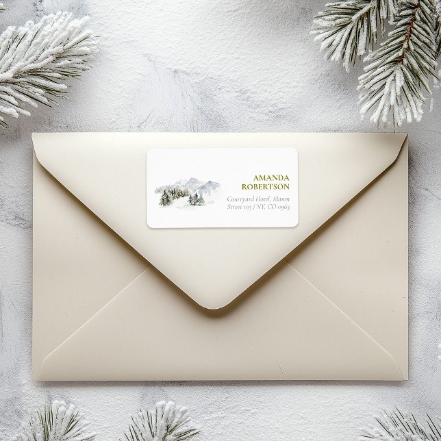 Etiqueta Elegantes Navidades de la montaña de invierno (Subido por el creador)