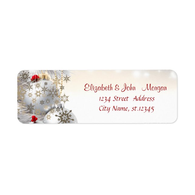 Etiqueta Elegantes Navidades elegantes con bolas de nieve d (Frente)